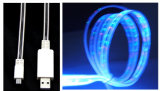 Flat USB Optic Cable Glowing in Multicolor a Male to Micro 5pin for Mobile Phone