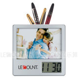 LCD Digital Desk Clock with Pen-Holder and Photo Frame (CL115A)