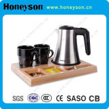 Stainless Steel Kettle Wooden Tray Set for Hotel