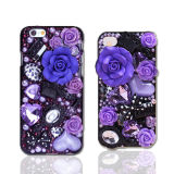 Novel Lady Purple Flower Jewel Phone Case for Evening Party
