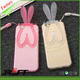 Transparent Rabbit Ear Kickstand TPU Mobile Phone Case Covers for iPhone 6 (RJT-0105)