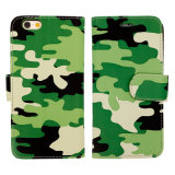 Green Camouflage Leather Case PU Case for Mobile/Cell Phone