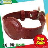 Genuine Black Leather MIFARE Wristband Stainless Steel Clasp Leather Bracelet