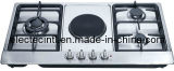 Gas Hob with 1 Electric Hopplate and 3 Gas Burners, Ss Mat Panel and Cast Iron Pan Support (GHE-S904C)
