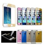 Color Tempered Glass Screen Protector+Back Sticker for iPhone 5 5s (Gold, blue, pink, white)