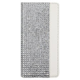White Diamond Leather Case with Card Holder for Mobile/Cell Phone