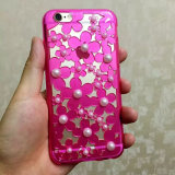 Plastic Rose Color Soft Pearl Flower Mobile Phone Cover for Moto G2/G3