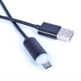 New II 1m 3ft (1.8m 6ft) Micro USB 2.0 Date Cable LED Fast Charging 2A Power Sync High Quality-Black