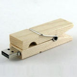 Clip Wooden USB Flash Drive with Full Memory