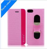High Quality Pink PU Horizontal Mobile Phone Flip Case for iPhone 5/5s