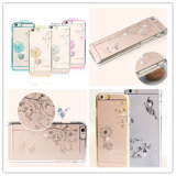 2016 Unique PC Mobile Phone Case Crystal Clear Transparent Plating Cover with Diamond for iPhone 6/6s/6plus