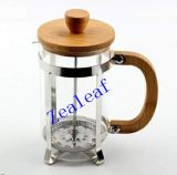 (ZL0134) Wood Lid Stainless Steel Glass French Coffee Maker