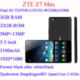 100% Original Zte Z7 Max Cell Mobile Phone 2.5GHz Cgs FHD Screen 2GB RAM 32GB ROM 13.0MP FDD-Lte Tdd-Lte 5.5inch Big Battery