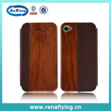 Wholesale Hybrid PU and Wooden Mobile Phone Case for iPhone 4