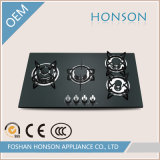 Gas Hob with Four Burner Cast Iron Tempered Glass
