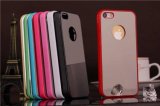 Mobile Parts for iPhone 4G/5g, Light Face Metal Shell PU Stripe Phone Cover