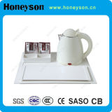 0.8L White Stainless Kettle with Melamine Service Tray