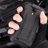 Black Rugged Hybrid Hard Case for Samsung Galaxy S4 I9500 Case Belt Clip with Holster Stand 2 in 1 Heavy Future Armor