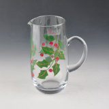 Handpainting Glass Water Pitcher with Handle