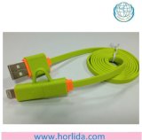 1m Length 2 in 1 TPE Flat USB Cable Charger for iPhone/ Samsung Smartphones