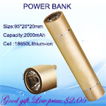 2600mAh Portable Metal Power Bank with LED Lighting