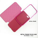 PU Leather Phone Case with Metal Frame Flip Mobile Phone Case