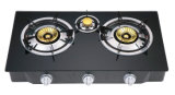 Good Quality Indian Brass Cap Gas Stove with Black Glass Panel