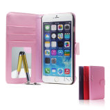 The High Rank PU Mobile Wallet Phone Case with Mirror Inside for iPhone 6