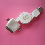 White Retractable USB Data Cable