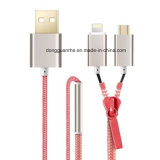 Zipper Rosy Color USB Data Cable for iPhone5 (RHE-A4-035)