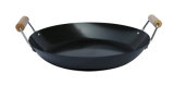 Kitchenware Carbon Steel Nonstick Paella Pan with Wood Handles