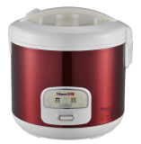 Rice Cooker with Red Stainless Steel Outer Shell