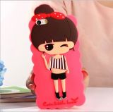 Cute 3D Cartoon Soft Silicone Design Rubber Case Cover for iPhone 4/4s, Fashional Rubber Case, High Quality Protective Phone Case