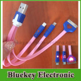 3 in 1 Noodle Cable Smile Lighting Cable for iPhone 3/4/5 and Android Mobile Phone