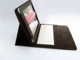 Foldable Leather Case With Built-in Wired Keyboard for iPad 2  - Black