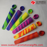 Assorted Rainbow Colored Silicone Ice Pop Maker with Attached Lids