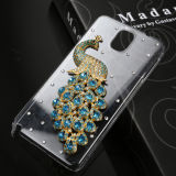 Peacock Rhinestone Transparent PC Phone Hard Case Cover for Samsung Note 3