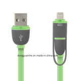 2 In1 Couple Green Color USB Data Cable (RHE-A4-025)