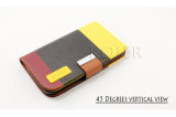 Contrasting Thread PU Leather Crown Smart Pouch Mobile Phone Bag Case