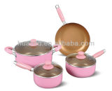 7PCS Aluminium Non-Stick Lovely Pink Cookware Set