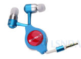 Fashion Colored Metal Retractable Earphone with Logo