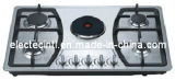 Gas Hob with 1 Electric Hotplate and 4 Gas Burners, Stainless Steel Panel Mat and Auto Pulse Ignition (GHE-S805C)