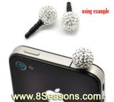 Clear Pave Rhinestone Ball Beads 3.5mm Dust Dustproof Plug iPhone/ iPad Earphone Stopper Decor Ornament (B17305)