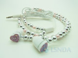 Cheap Stylish Necklace Heart Crystal Earphones (LS-D30)