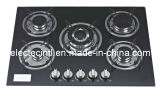 Gas Cooktop with 5 Burners and Tempered Black Glass Panel, 1.5V Battery Pulse Ignition (GH-G715E)