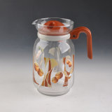 1500ml Full Printing Glass Pot with Cover