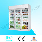Supermarket Glass Door Soft Drink Display Refrigerator with Ce