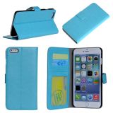 High Quality Blue Color Wallet Case Mobile Accessory for Apple iPhone 6 Plus