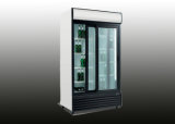 1000L 2 Glass Door Upright Beverage Refrigerator