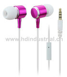Pink Color Fashion Bass Metal Earphones with Microphone (HD-ME012)